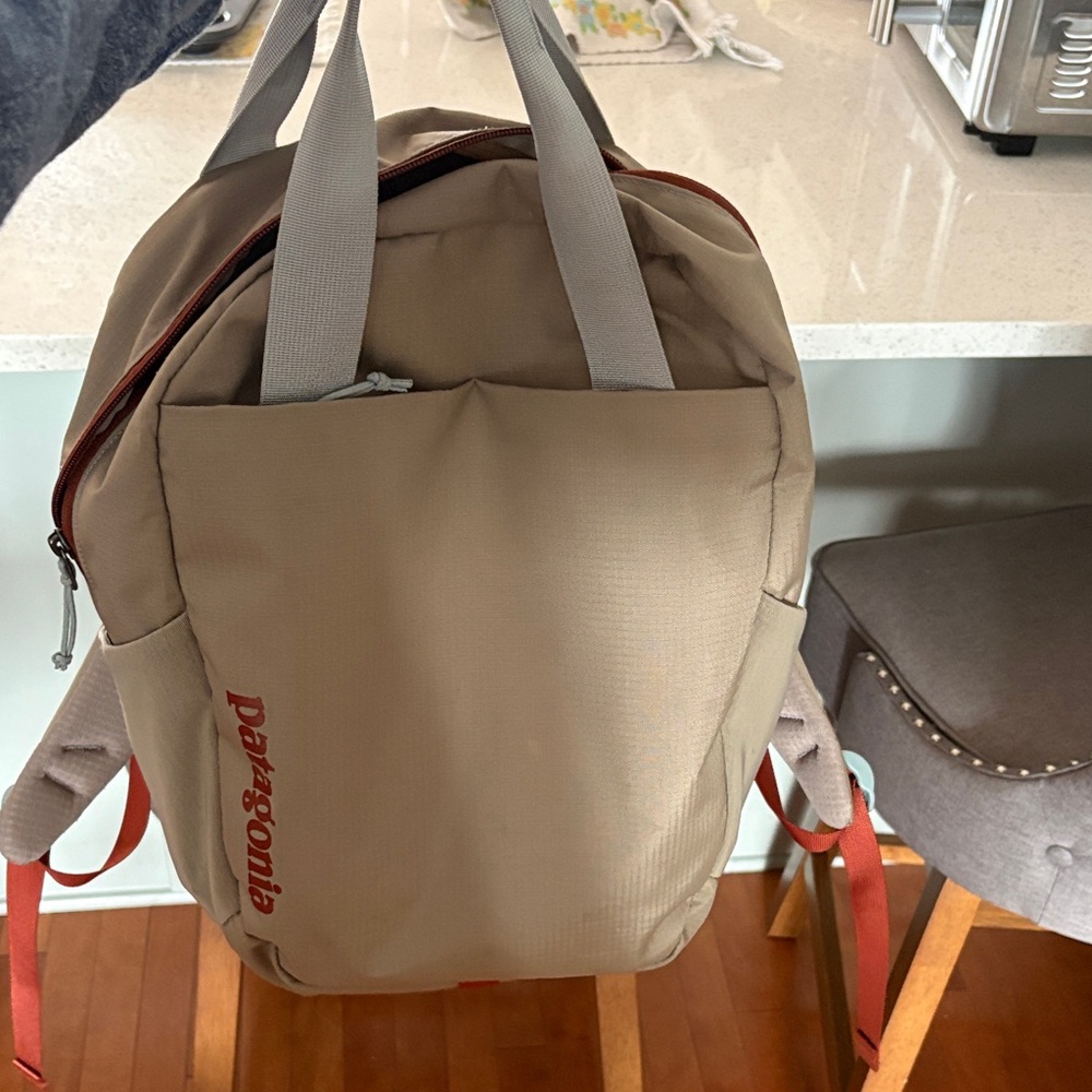 Patagonia Beige and Red Backpack